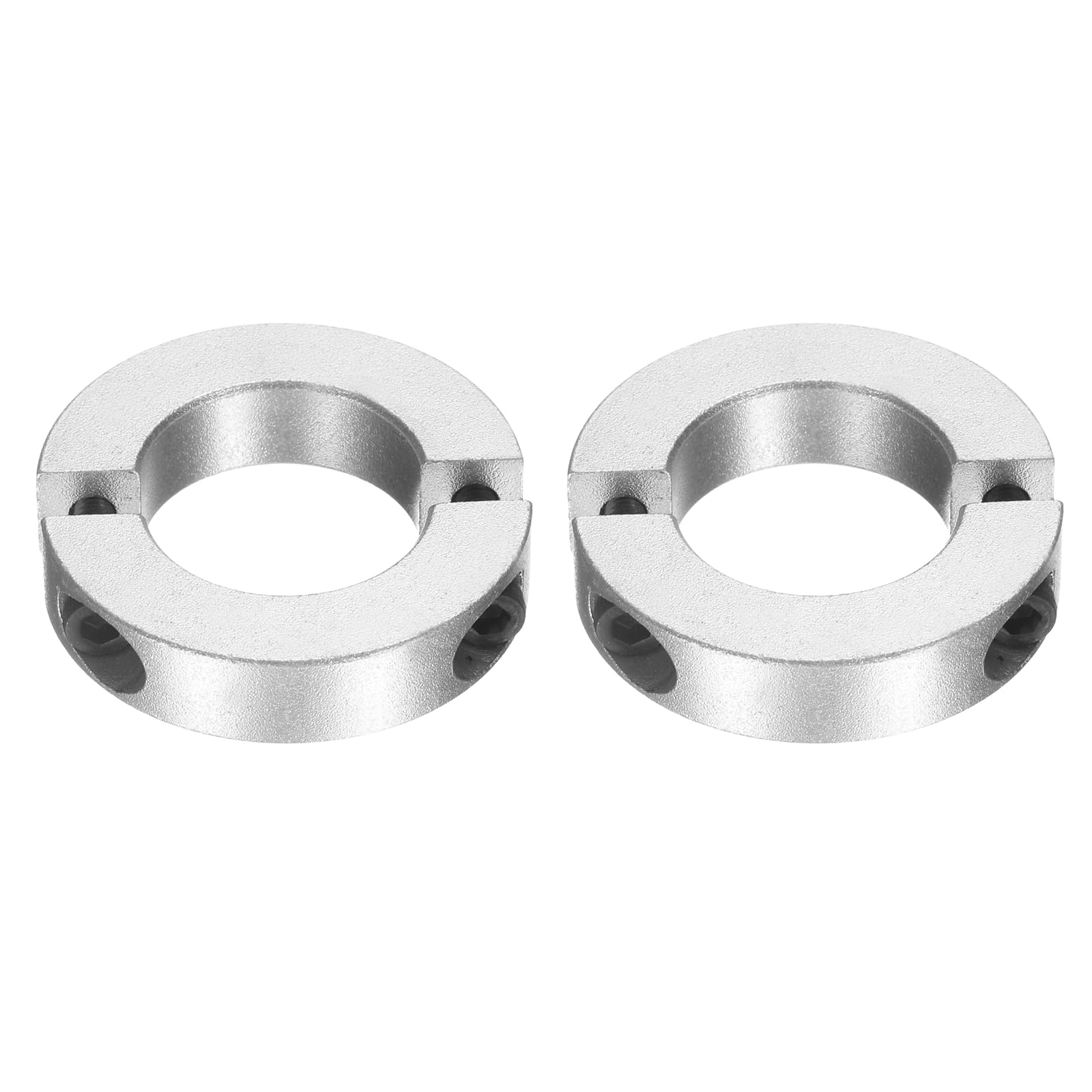 sourcing map 2 collares de doble eje dividido, 20 mm de diámetro interior de dos piezas de 35 mm de diámetro exterior y 8 mm de grosor, collar dividido de tornillo de aleación de aluminio