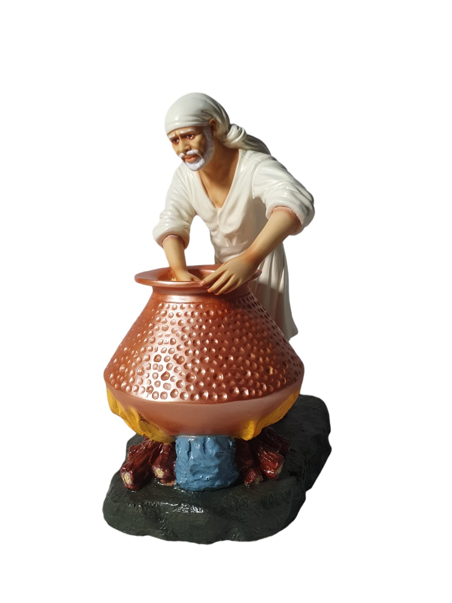 Hemant art Shirdi Sai Baba Idol Cooking Food Statue Handi Murti - 8.5 Inche (White)