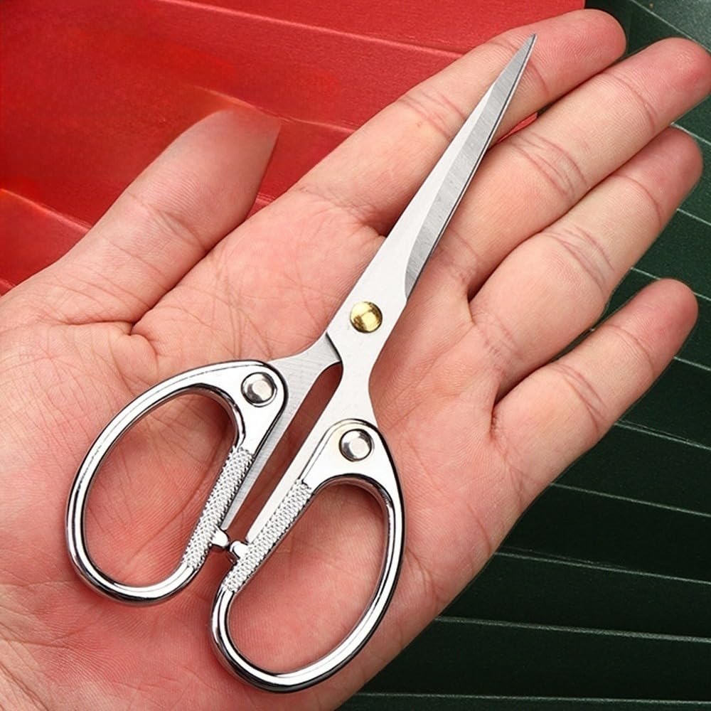12,7 cm Edelstahl-Büroschere, ultrascharfe Klinge, stabile, scharfe Schere für Büro, Zuhause, Schule, Nähen, Stoff, Bastelbedarf, Mehrzweckschere, silberfarben