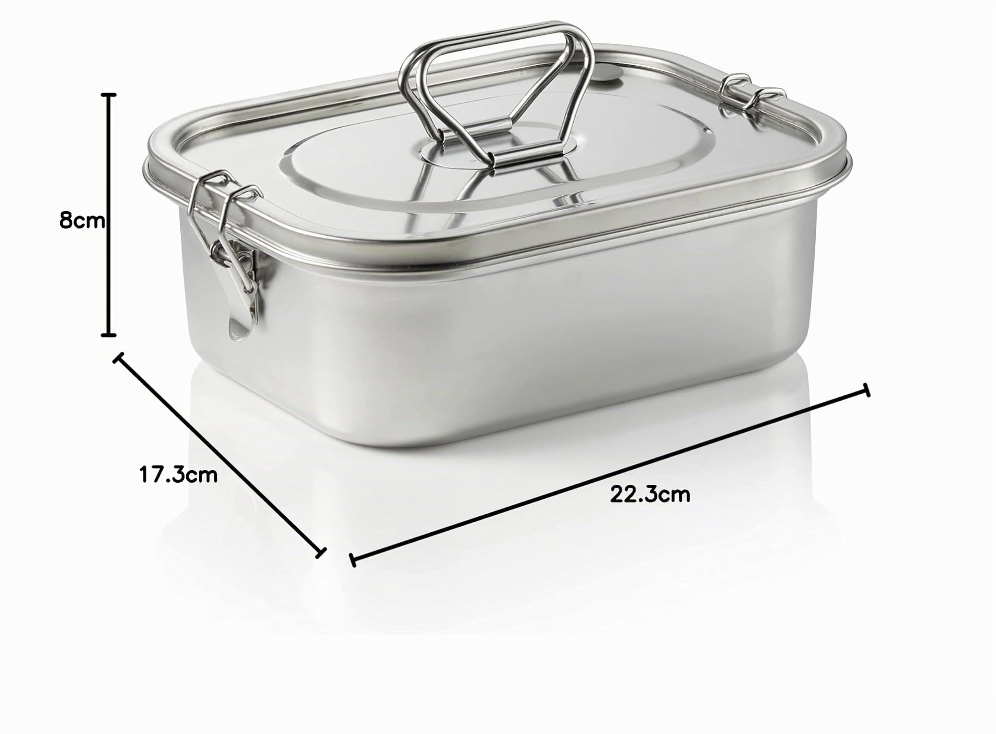 WAS Germany Lunchbox - 3000 ml, auslaufsicher, mit herausnehmbarem Einsatz zum Unterteilen - Frischhaltedose aus Edelstahl - Deckel mit Silikondichtung und Tragegriff - 22,7 x 18 x 8,3 cm
