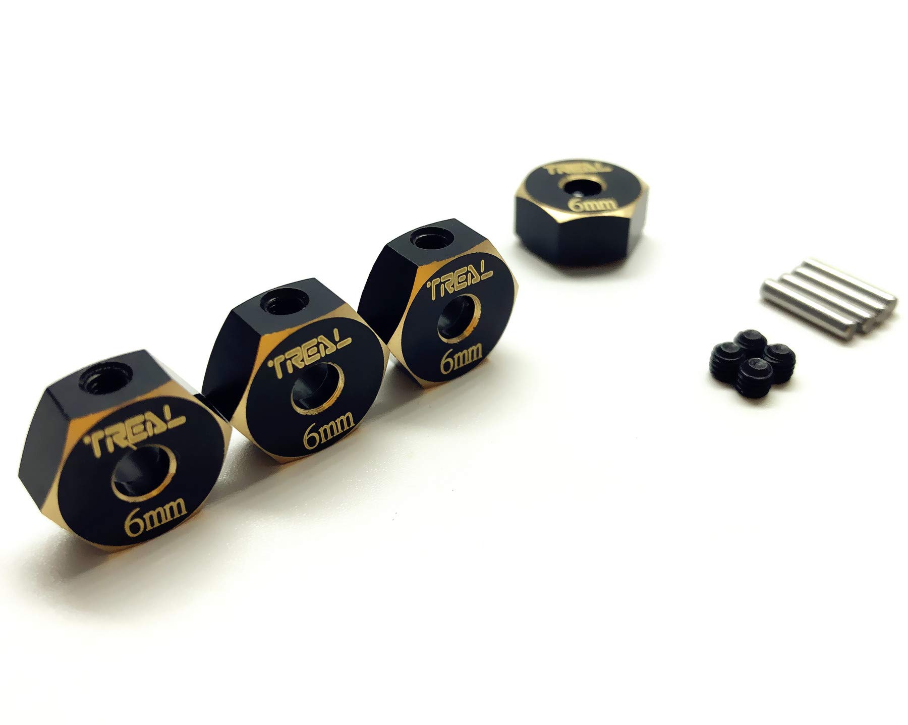 Treal SCX10 II Brass Hex Adaptor 4pcs Wheel Hub for AX90046/AX90047 (12mm6mm)