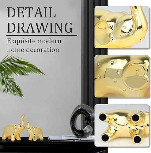 Miniatura 4 de Un par de estatuas de elefante para decoración del hogar, figuras de estilo moderno, escultura para oficina, escritorio, estantería, sala de estar