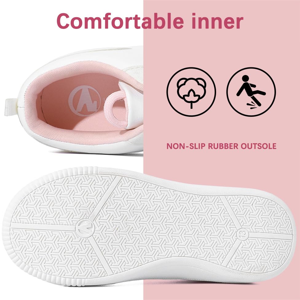 HOMEHOT Girls Sneaker Slip on Shoes for Girls White (Toddler/Little Kid/Big Kid)3