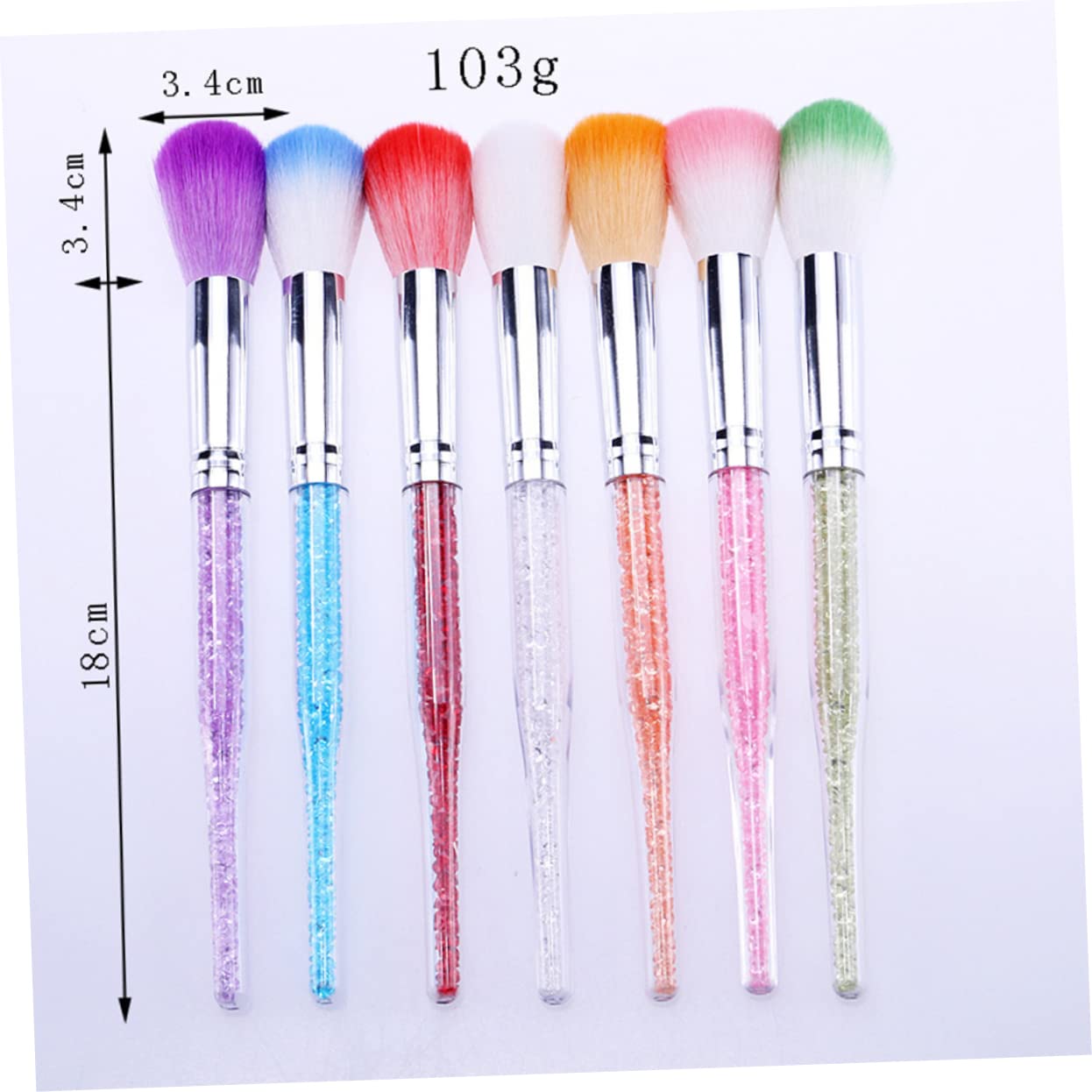 FOMIYES 7Pcs Rhinestone Handle Manicure Brushes Lightweight Nail Art Cleaning Tools for Home Professional Use Dust Removal Brushes