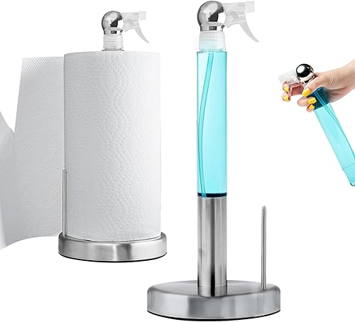 Everyday Solution - Soporte para toallas de papel con botella de spray de 7 onzas, rociador estético para encimera de cocina con soporte para