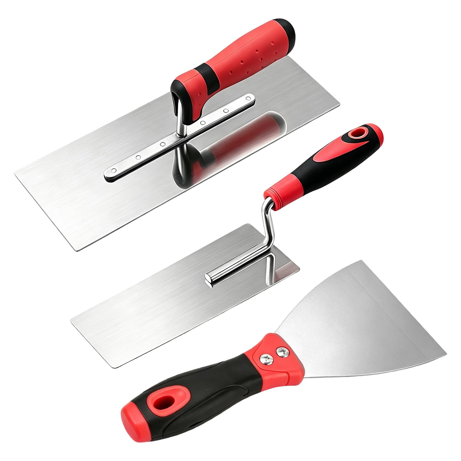 3PCS Plasterers Set, Plastering Tools Cement Trowel Stainless Steel Gauging Trowel for Finishing Smooth Walls and Ceilings Cement Concrete and Masonry Work