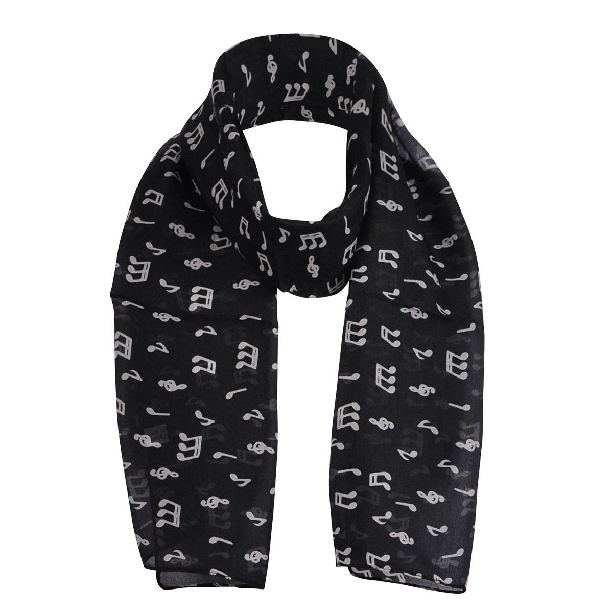 Cloud9Basic Unisex Stylish Soft Pure Silk Musical Note Scarf, Perfect Group scarf for Choir Musical Church, Size: 28 x 135cm (10 x 53”)