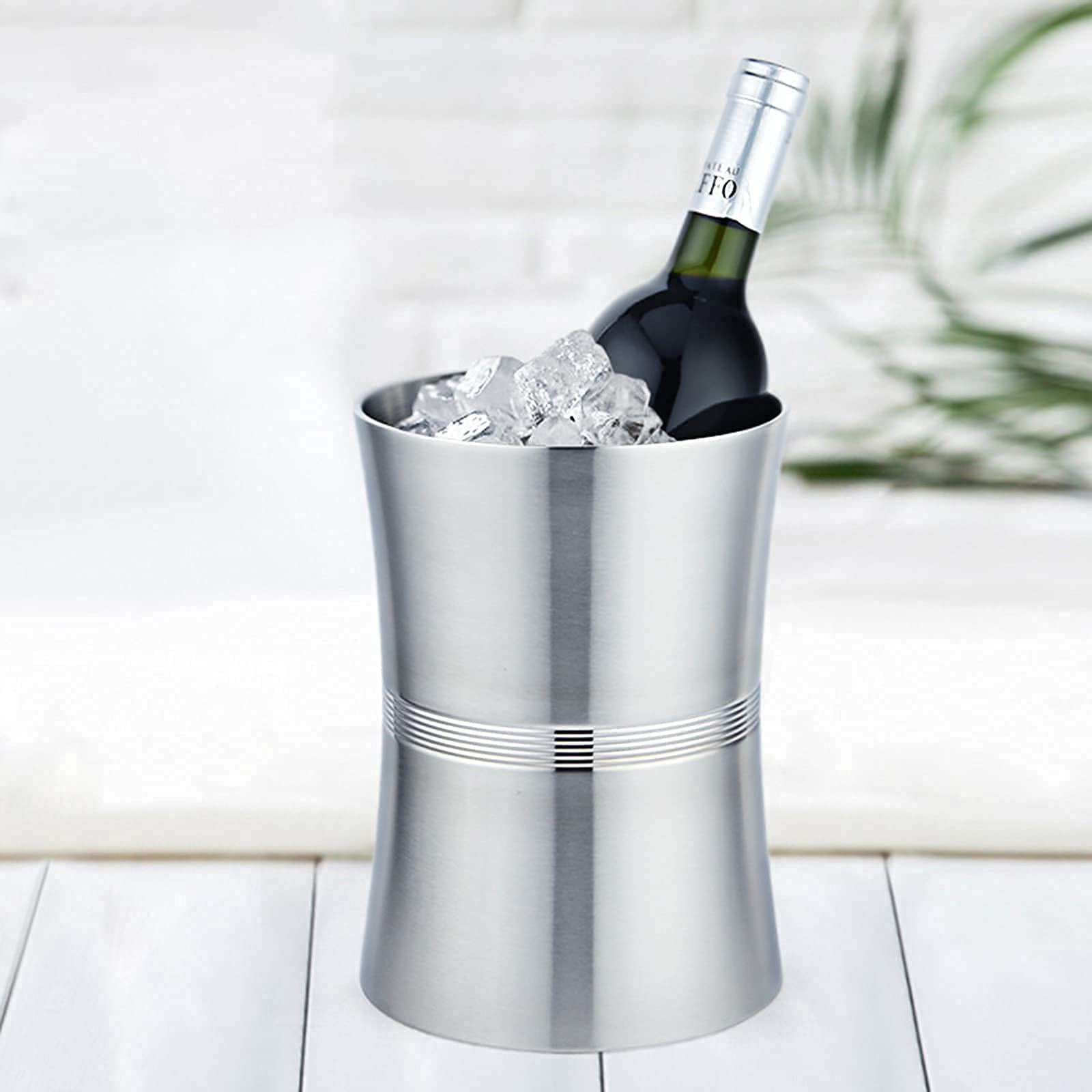 Weinkühler-Eimer,Edelstahl-Doppelwand-Eiskübel,Inklusive Eiszange,2L / 3L Halten Sie Wein kalt,Isolierte Champagner-Bier-Eiskübel,für Party,Zuhause,Club,Bar