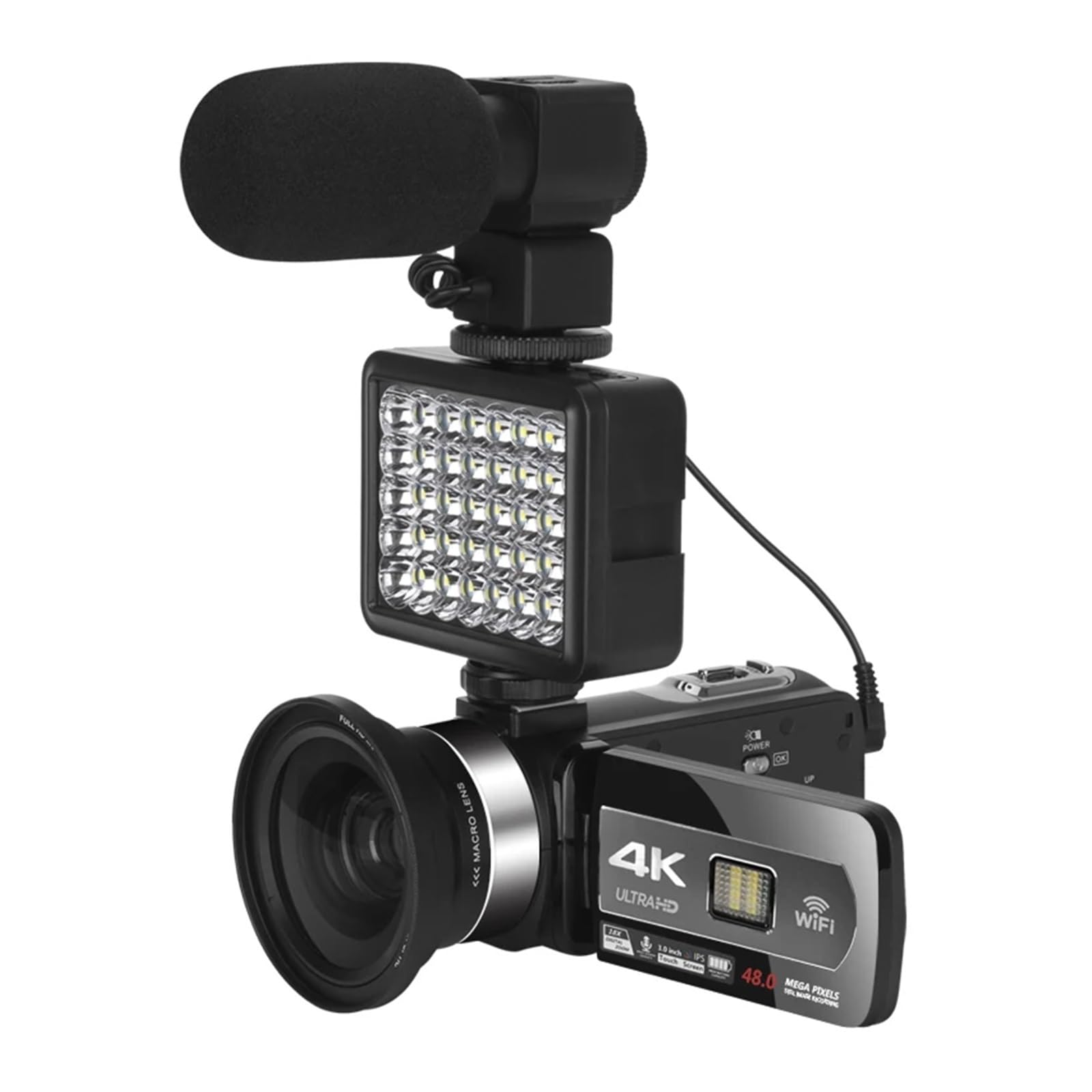 4K Wide Angle Digital Video Cameras, Slow Motion Loop Recording, Microphone, Camcorder, Automatic Streaming, Webcam, Kit for Vlogs(Set 2)-image-15