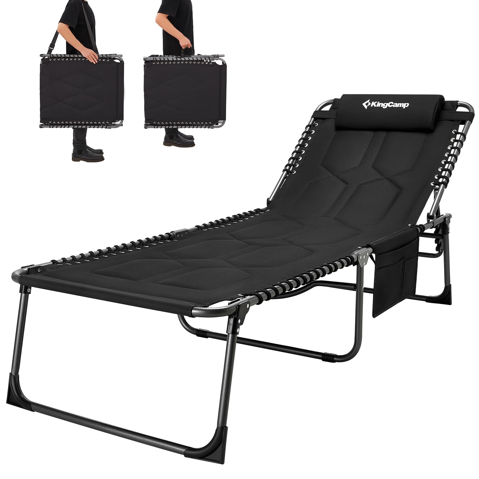 KingCamp XXL Tumbona Plegable Acolchada con 5 Posiciones Soporta hasta 150kg Diseño Ergonómico Tumbona Jardin Exterior Incluye Almohada Tumbona Playa para Piscina Camping Jardín Interior Exterior