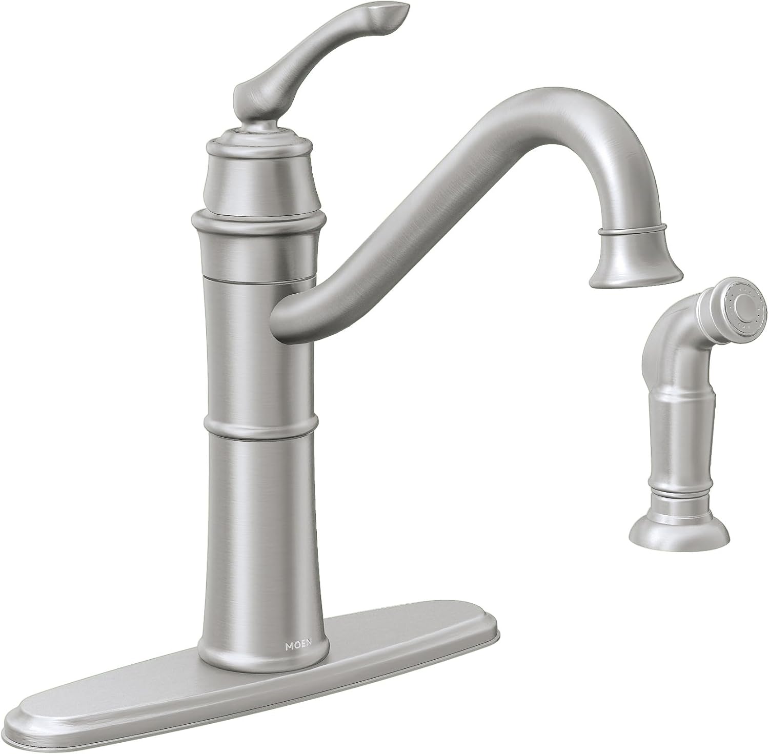 Moen Wetherly Spot Resist Stainless High-Arc Kitchen Faucet with Side Spray, 87999SRS