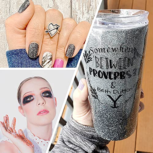 Fine Craft Glitter Powder 150G, Resin Glitter Sequins, Holographic Polyester Glitter For Resin, Slime, Tumblers, Painting Arts, Cosmetic Glitter For Body Face Makeup, Nail Arts (Silver Gray) #TOP5