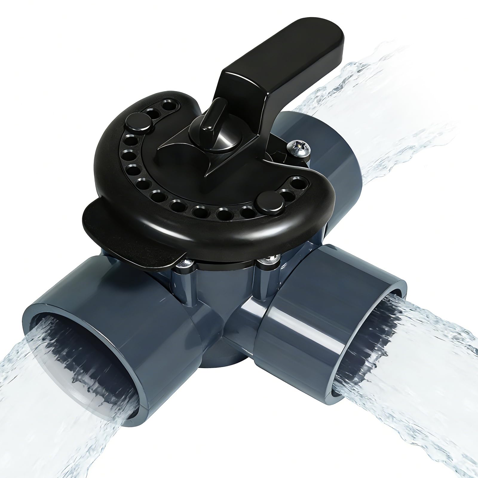 Photo 1 of 263028 Three Port Diverter Valve Compatible with Pentair, 2 Inch PVC Pool Valve, 3 Way Pool Valve for Swimming Pool Plumbing System, Grey