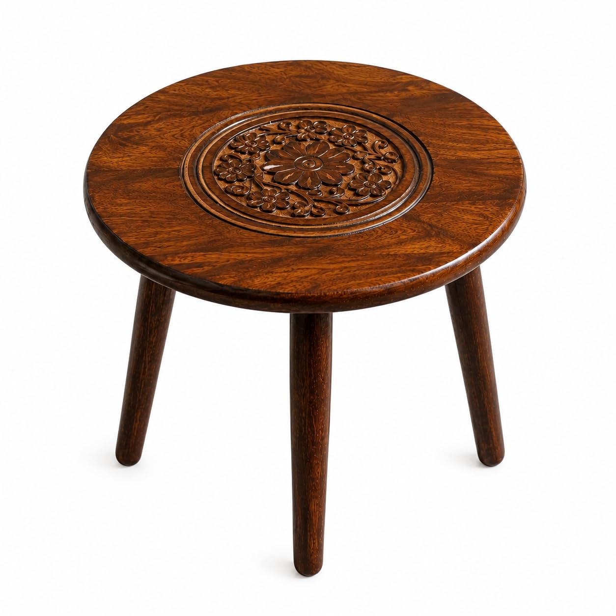 Three-Legged Wood Table A Contemporary Round Coffee Table and Side Table with Pillars for Natural Plants, Books, and Magazines in Compact Spaces-image-10