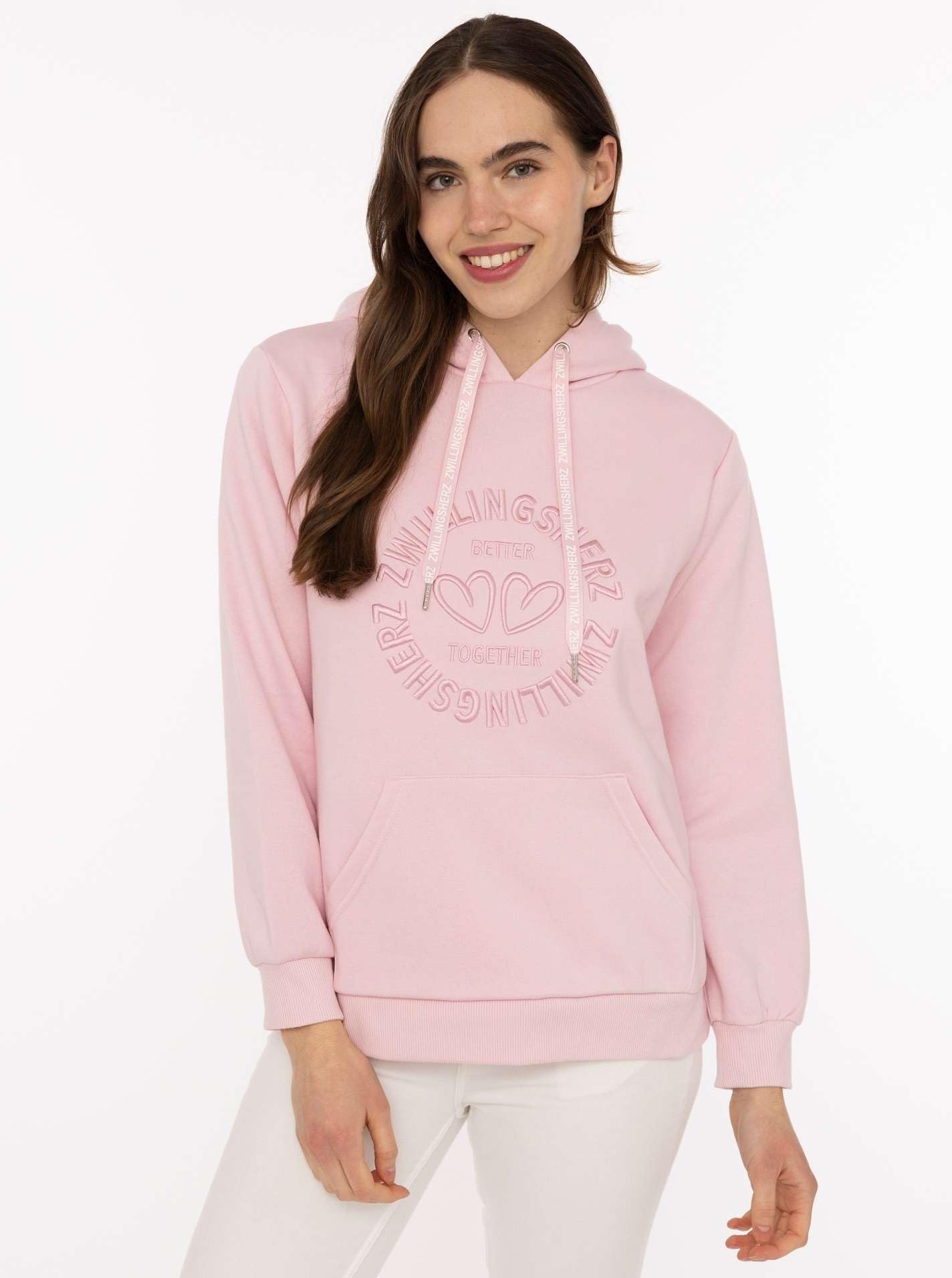 Zwillingsherz Damen Hoodie mit Kapuze – Kuscheliger Oversize Kapuzenpullover – Weicher Sweatshirt Pullover für Frauen Herzen – Stylischer Look für Frühling, Herbst & Winter – Loungewear Mode