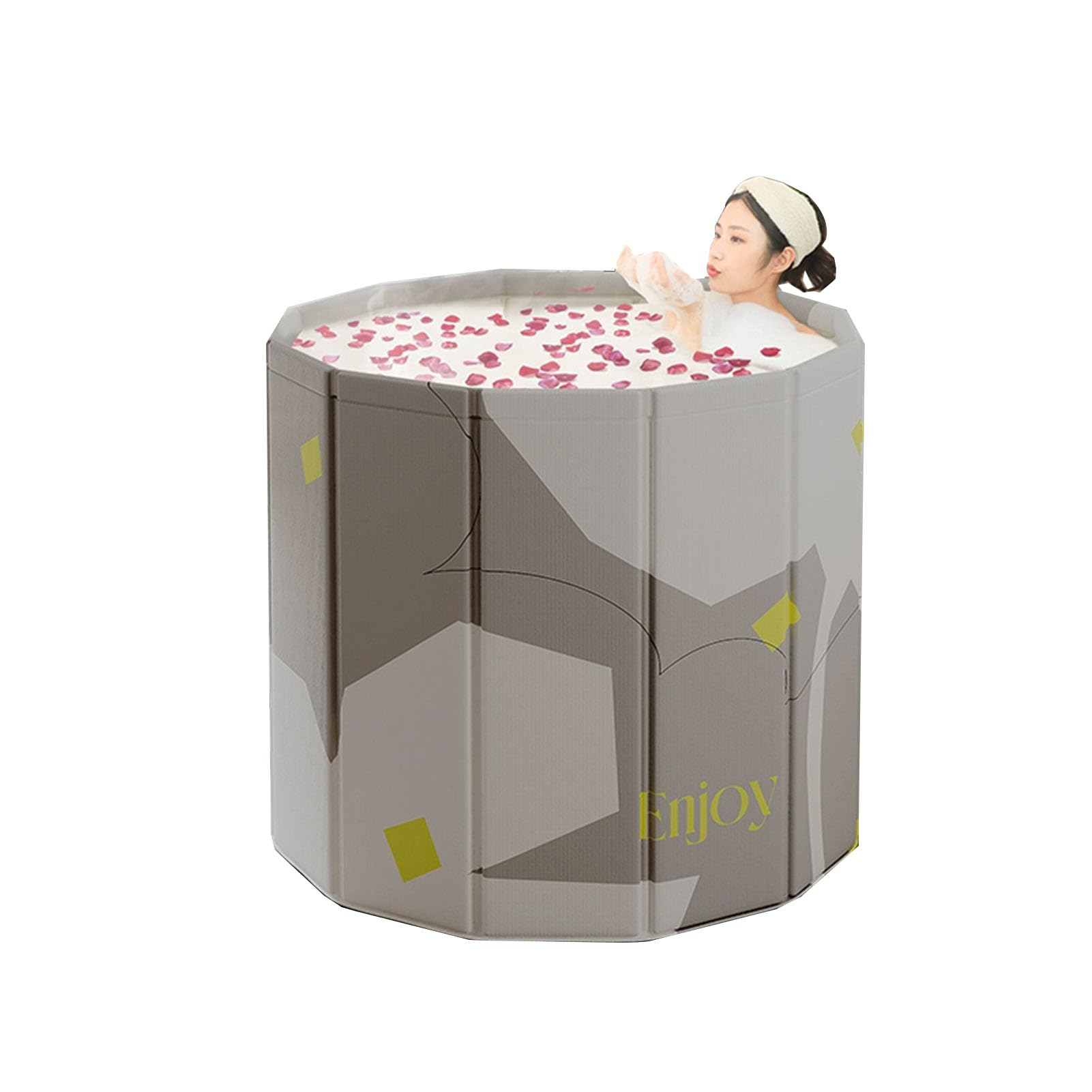 Faltbare Badewanne Tragbare Badewanne Freistehende Badewanne Eistonne für Dusche Heißes Bad Eisbad Mobile Badewanne for Spa Time Alkaline Bath Salt Bath Ice Bath (Yellow)