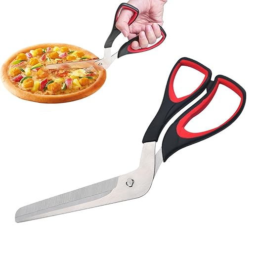 XoeLLe Pizza Scissors, Professional Sharp Pizza Cutter, Stainless Steel Blade with Soft Handle, Multifunctional Pizza Tools, Pizza Cutter for Christmas Party, Pizza Knife