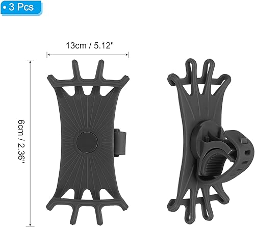 Miniatura 2 de PATIKIL Soporte de teléfono para bicicleta, 3 piezas, rotación de 360, de silicona, para teléfonos de 3 a 6.5 pulgadas, soporte de teléfono