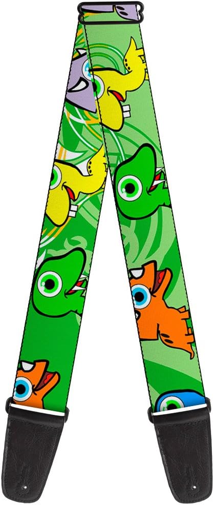 Buckle-Down Guitar Strap Cute Dinosaurs Yellow Green 2 Inches Wide