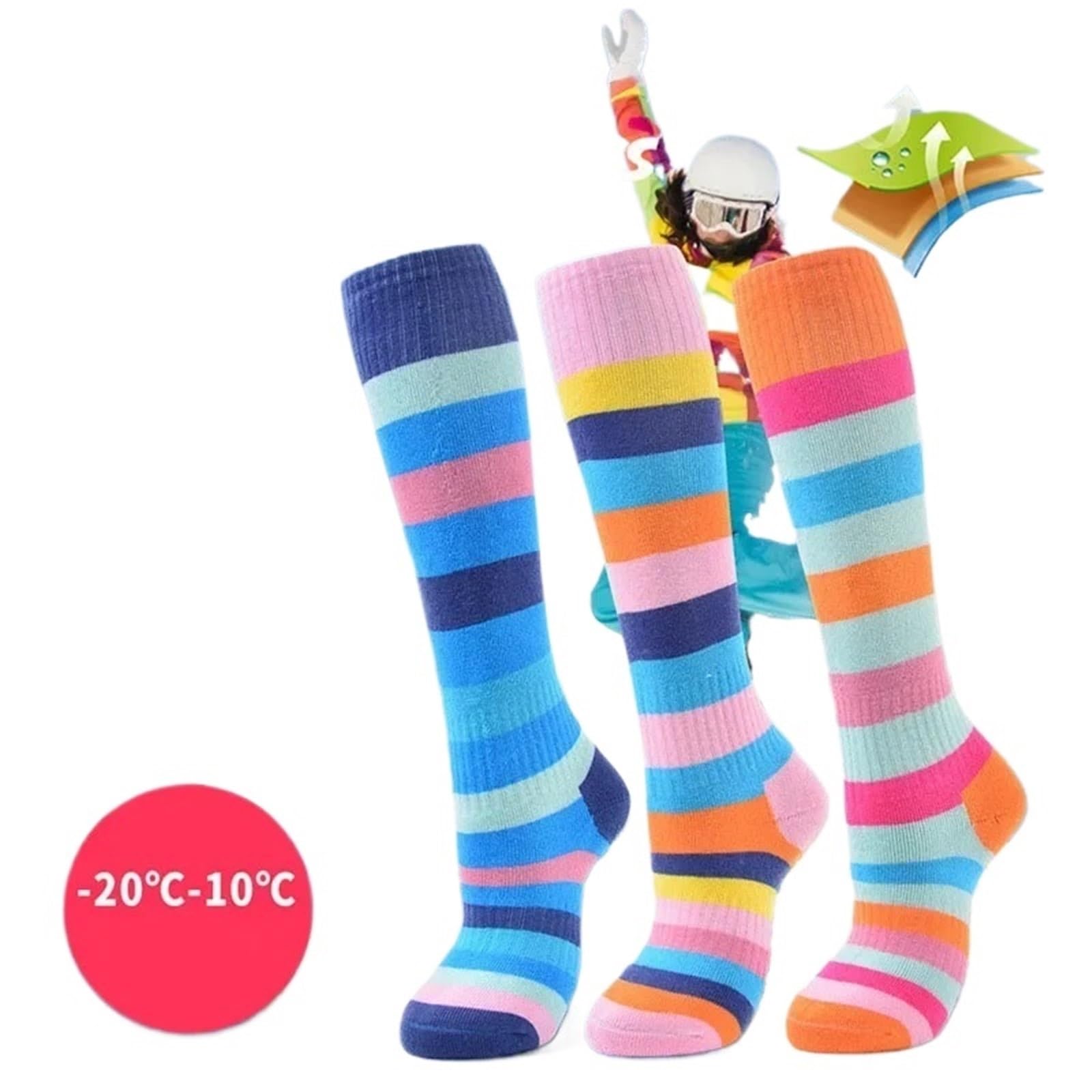 Calcetines de esquí a rayas largo for niños, medias for senderismo y, cómodos cálidos calcetines for Snowboard Para Trekking, Ciclismo, Snowboard