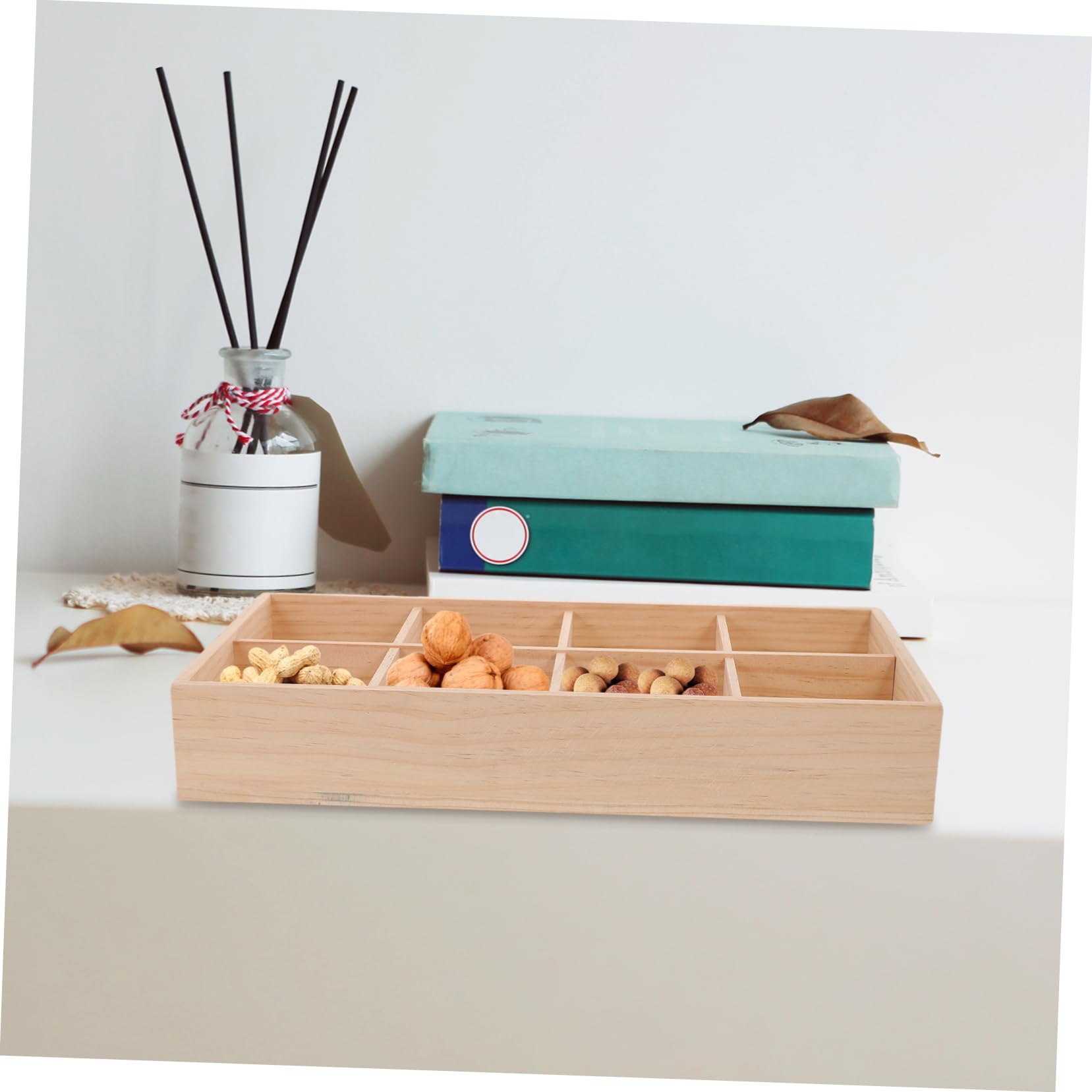 Aufbewahrungsbox Teebeutelbox Holz Multipurpose mit Fächern mit Unterteilter Struktur für Outdoor Picknicks und Camping