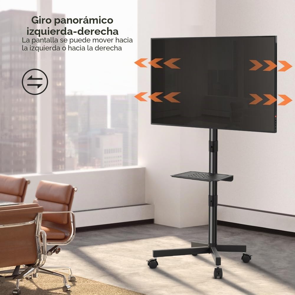 KKTONER Móvil Soporte de TV para 23-60 Pulgadas, Soporte de Piso con Ruedas, Altura Ajustable, para Televisores de hasta 40 kg