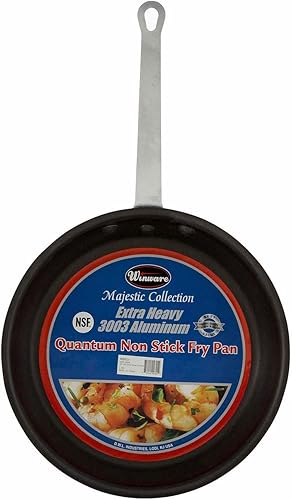 Winco Sartén/sartén de aluminio de grado comercial, acabado antiadherente, 12 pulgadas