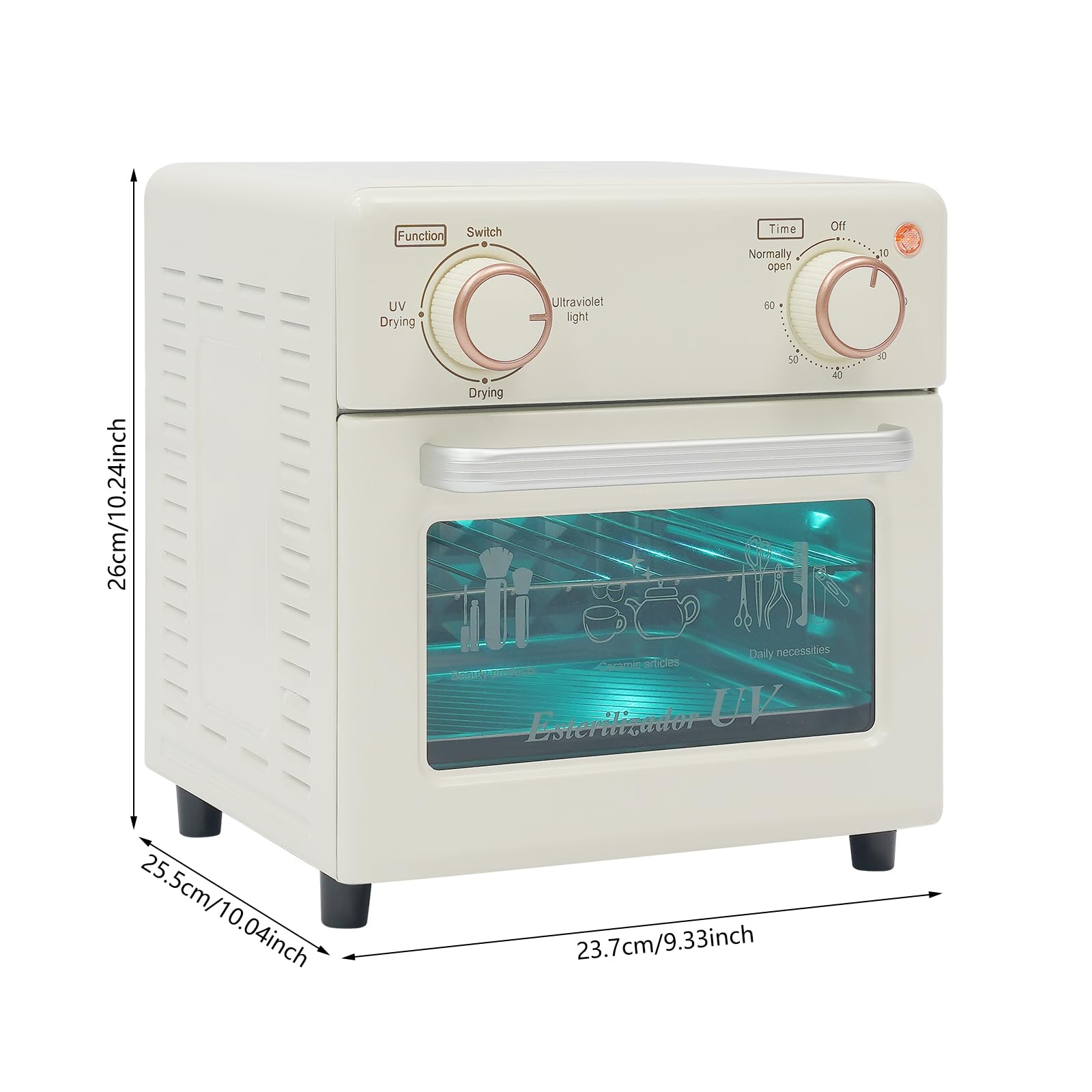UV Desinfektionsschrank 10L UV LED Lampe Desinfektion Maschine 0~180 ℃ Heiz-Trocknungsfunktion UV-Sterilisator mit 0-60Min Timer Nail Tool Sterilizer für Kosmetik Friseursalon