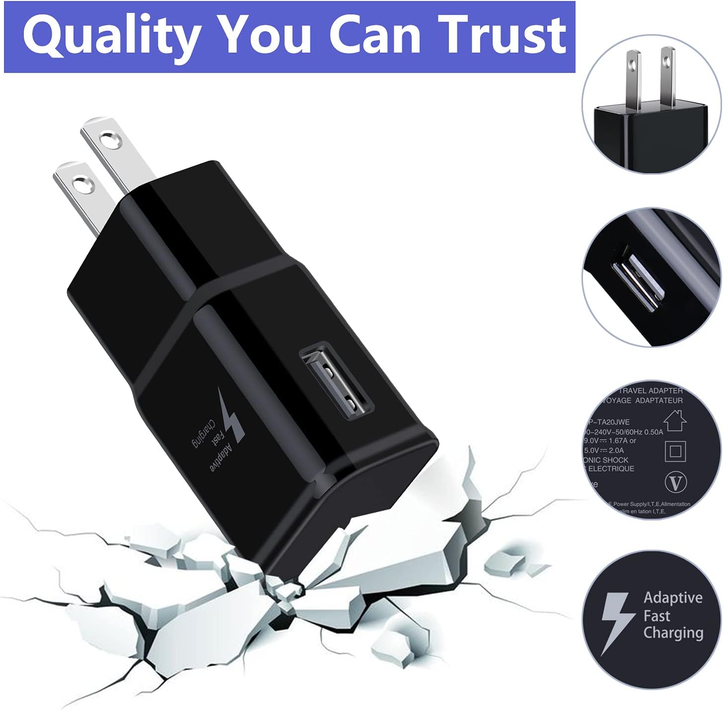 5-Pack Type C Charger Fast Charging Block, Android Phone Rapid USB Wall Charger Compatible with Samsung Galaxy S21/S20/S10/S10e/S10 Plus/S9/S9 Plus/S8/S8 Plus/S7/S6/Note 10/Note 9/Note 8,LG V30,Pixel