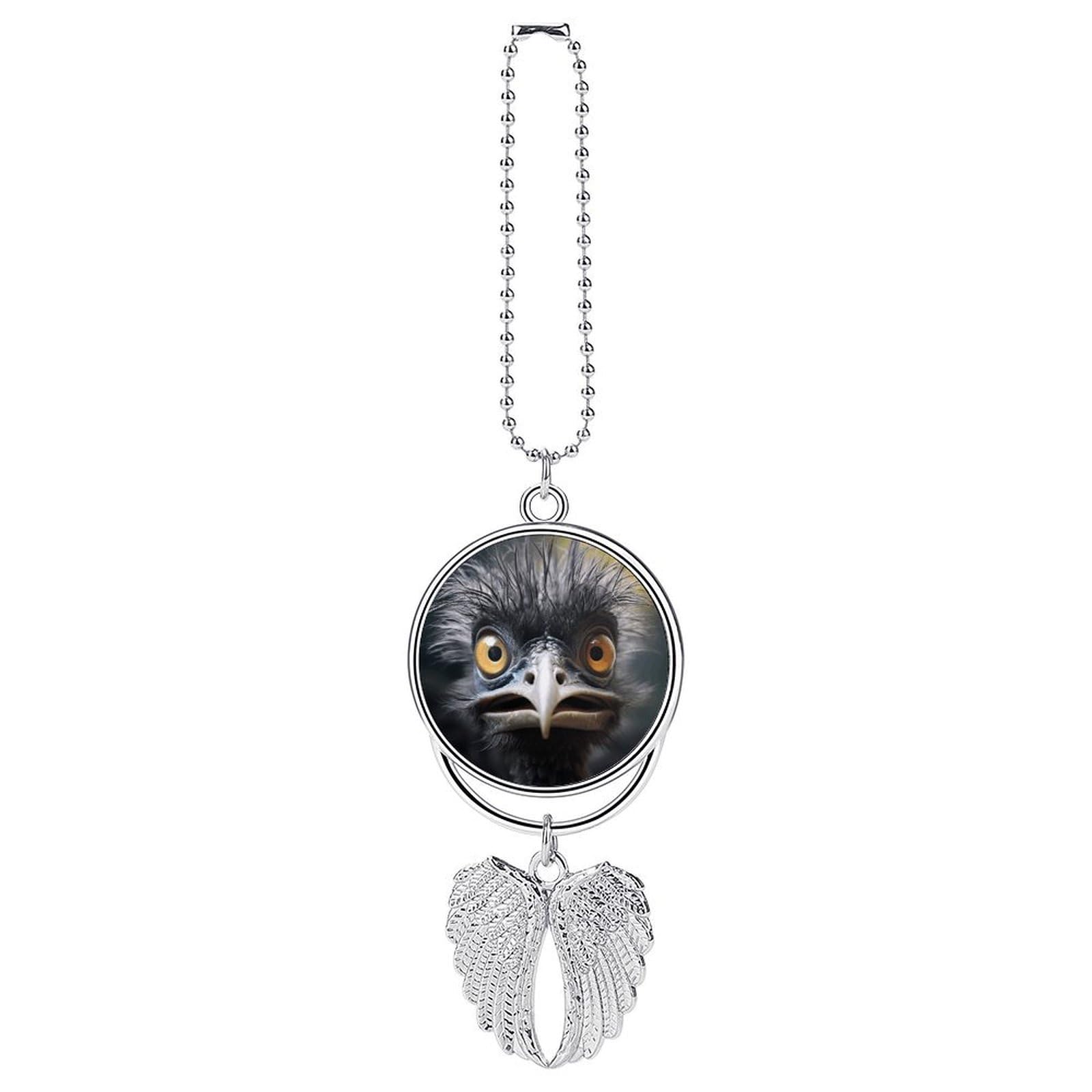 Emu Car Pendant Personalized Car Hanging Ornament Auto Rear View Mirror Hanging Decoration Accessories Metal Cars Interior Ornament for Most Cars Truck SUV