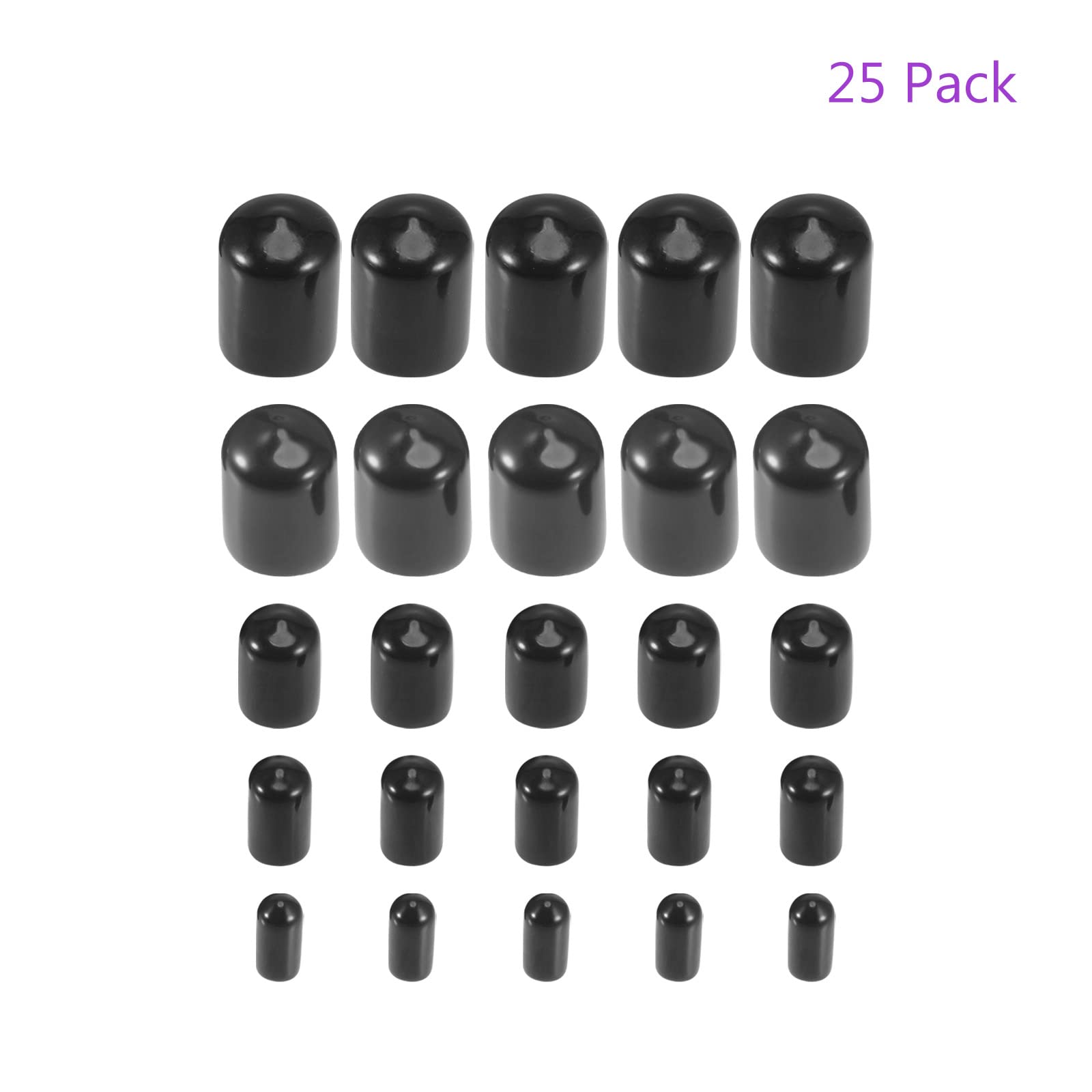 DMiotech 25 Paquetes De Protectores De Goma Para Tornillos Y Pernos (15mm ID Negro) - Tapas Protectoras Para Muebles, Tuberías Y Roscas