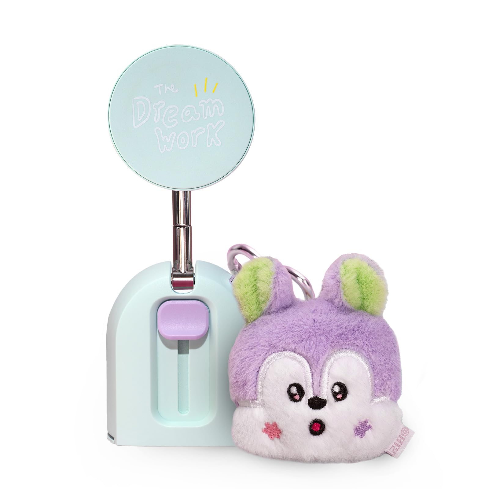 iOttie Con supporto magnetico da viaggio BT21, simpatico treppiede pieghevole con portachiavi Plushie, supporto compatibile con Magsafe con ciondolo a portafoglio MANG e carta misteriosa