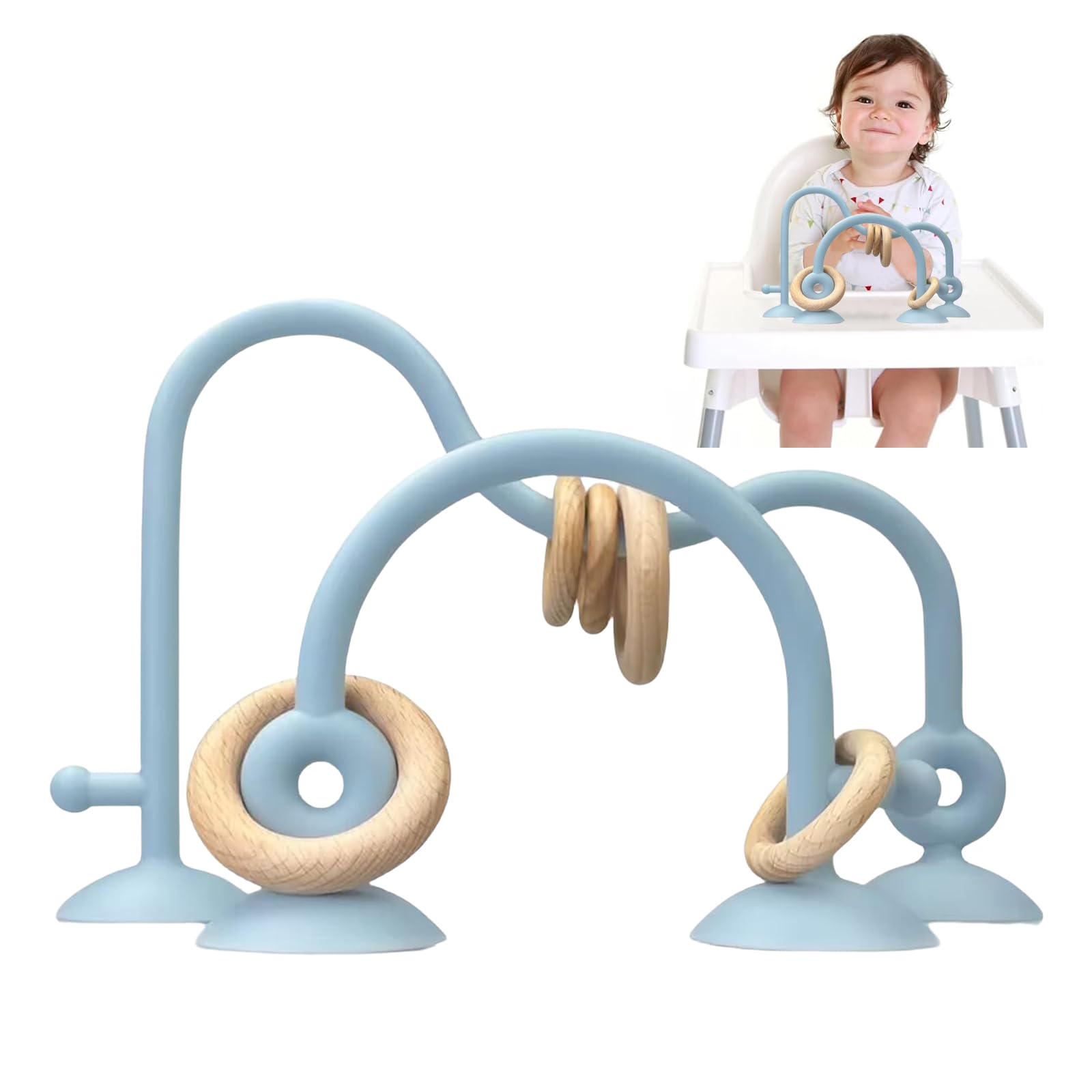 Purphy siliconen kinderstoel met zuignap met houten ring, babyspeelgoed vanaf 3 maanden, Montessori-speelgoed, motoriekspeelgoed, babybijtspeelgoed baby (roze Purphy siliconen kinderstoel met zuignap met houten ring, babyspeelgoed vanaf 3 maanden, Montessori-speelgoed, motoriekspeelgoed, babybijtspeelgoed baby (roze