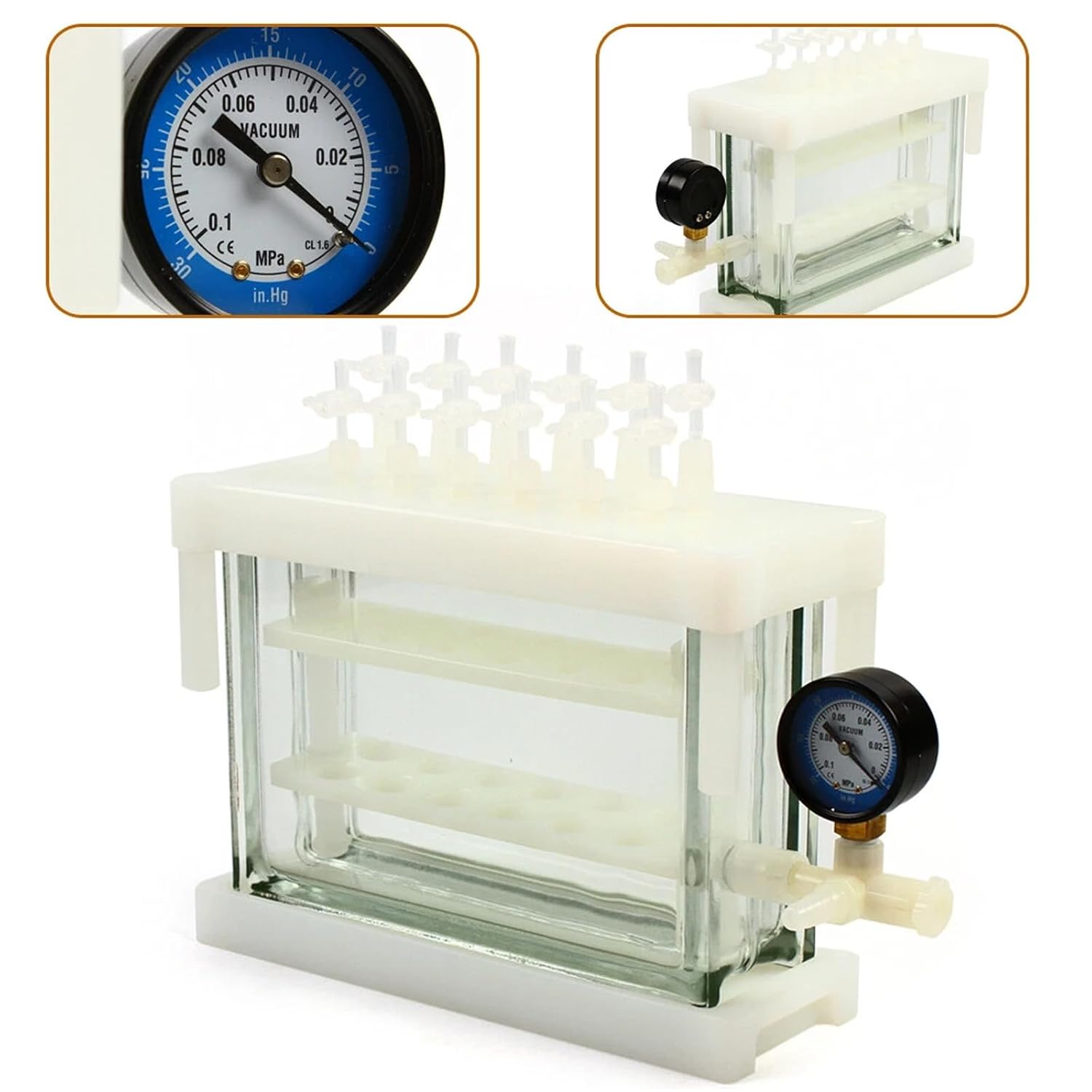 12-Port Solid Phase Extraction Apparatus, Laboratory SPE Vacuum Manifold with Quartz Sand Tank & Flow Control Valves, 80kPa Pressure Resistance for Chemical Analysis