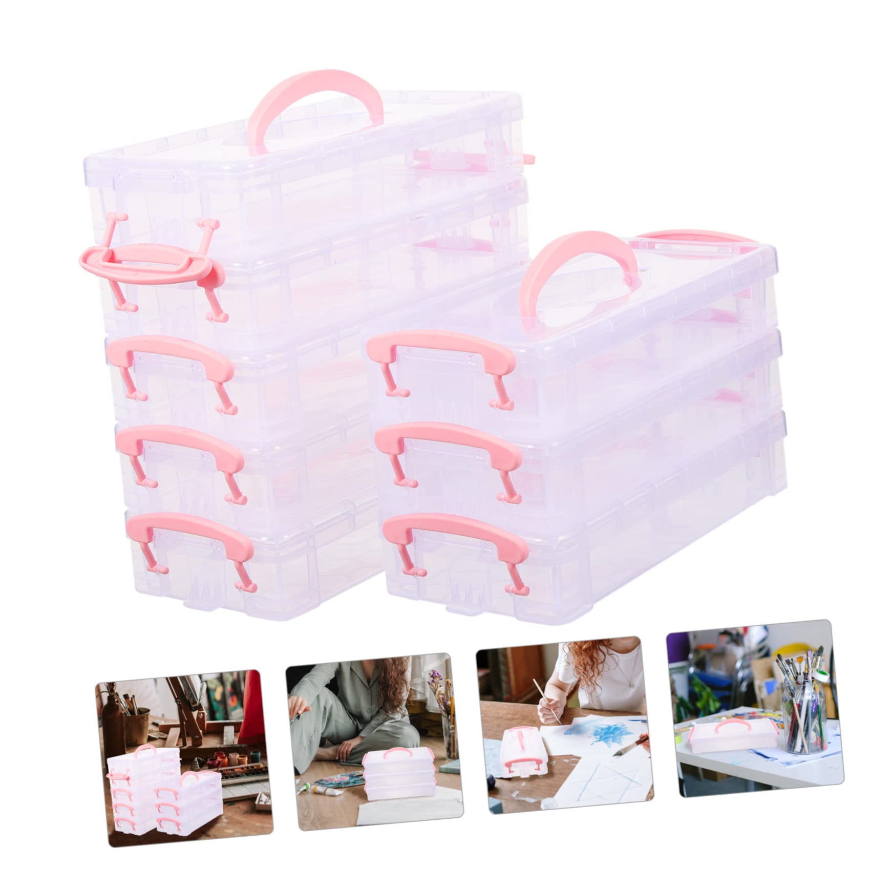 Astuccio Portamatite in Plastica Impilabile Coperchio, 8 Confezioni