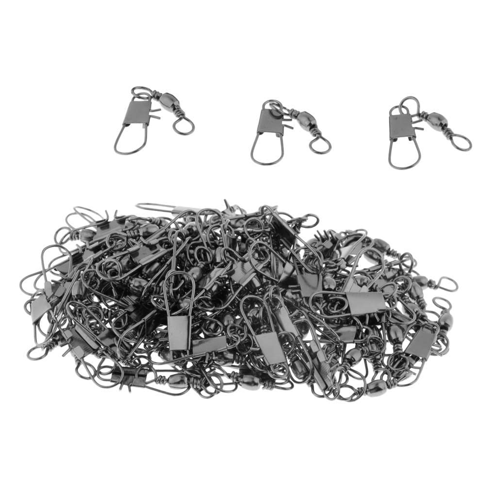 Lot de 100 émerillons de pêche avec connecteurs à pression 004, gris