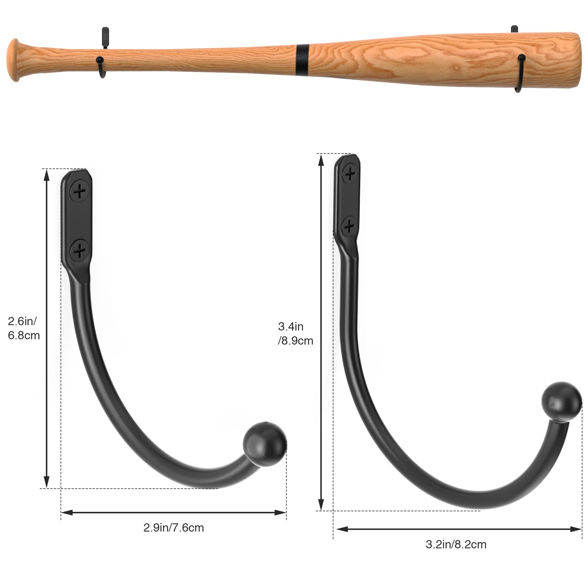 Support Mural Pour Batte De Baseball – Acrylique 5mm, Effet Flottant, 1 Paire