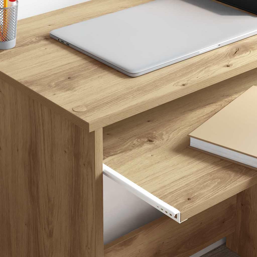Moderno tavolo per computer con mensola, rovere Artisan, 106 x 40 x 88,5 cm, materiale in legno, scrivania robusta per casa, ufficio, giochi, studio, molto spazio