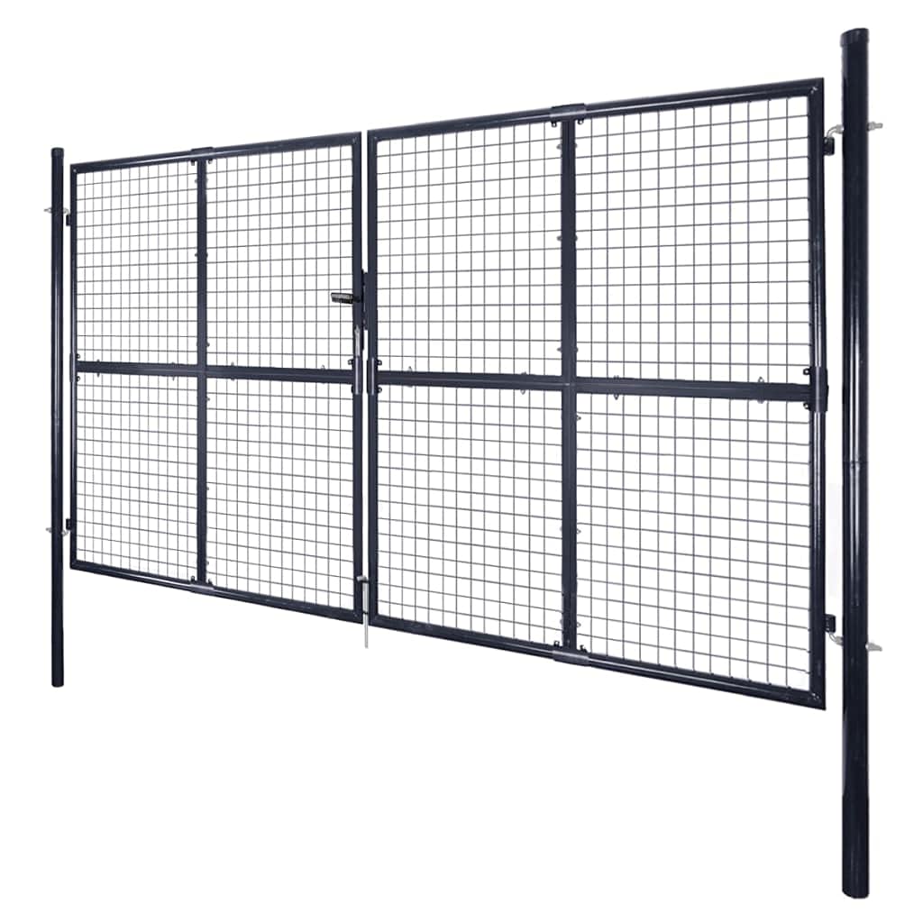 Tidyard Cancello,per Recinzione,da Giardino,in Acciaio Zincato,Grigio Antracite,306x225 cm,Cancello Doppia Anta,Cancello da Giardino,Cancello Metallo,Cancello Acciaio,Cancello per Esterno