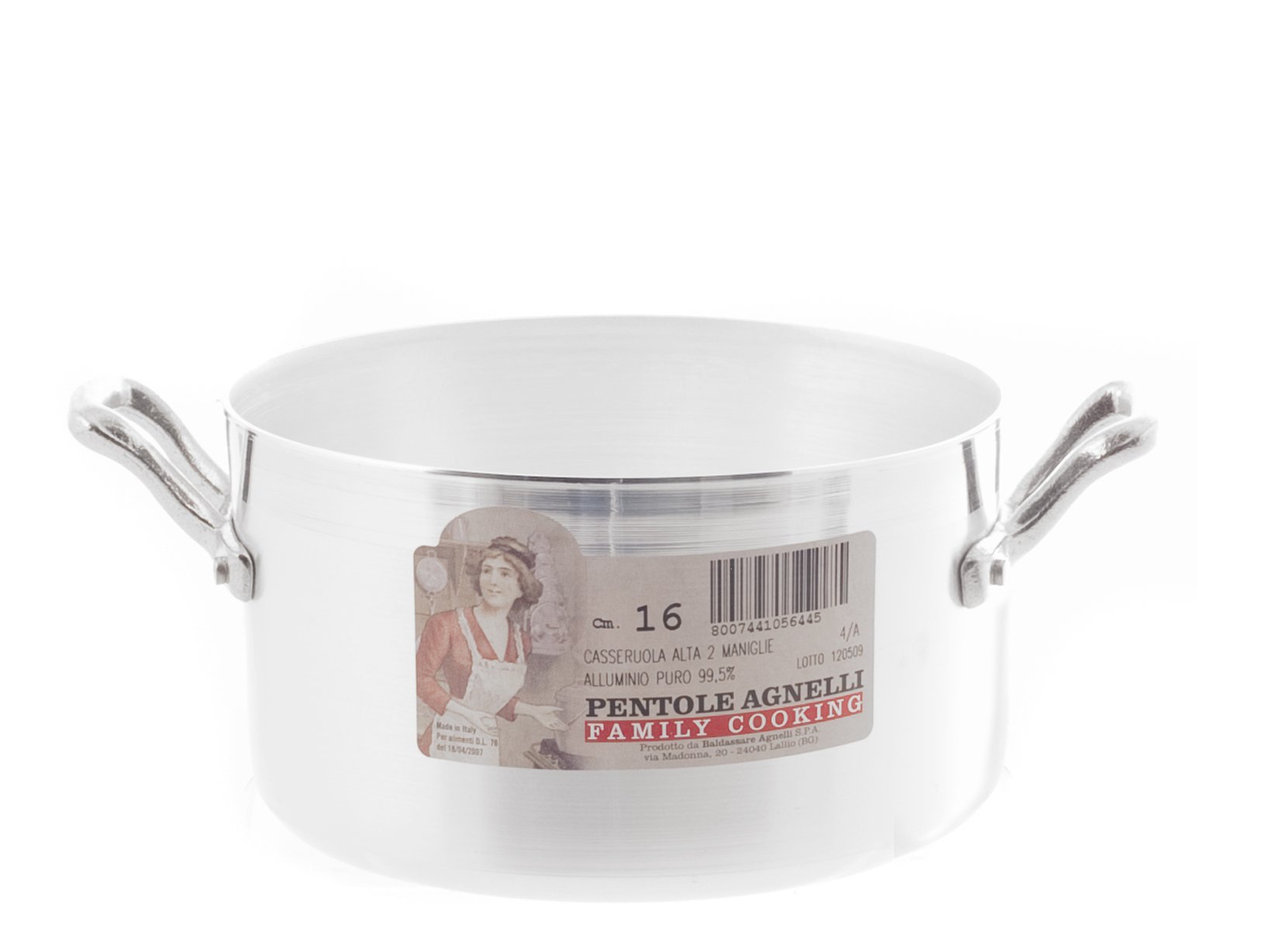 Pentole Agnelli High Aluminum Casserole Family 2 Handles 16 cm Cooking pot
