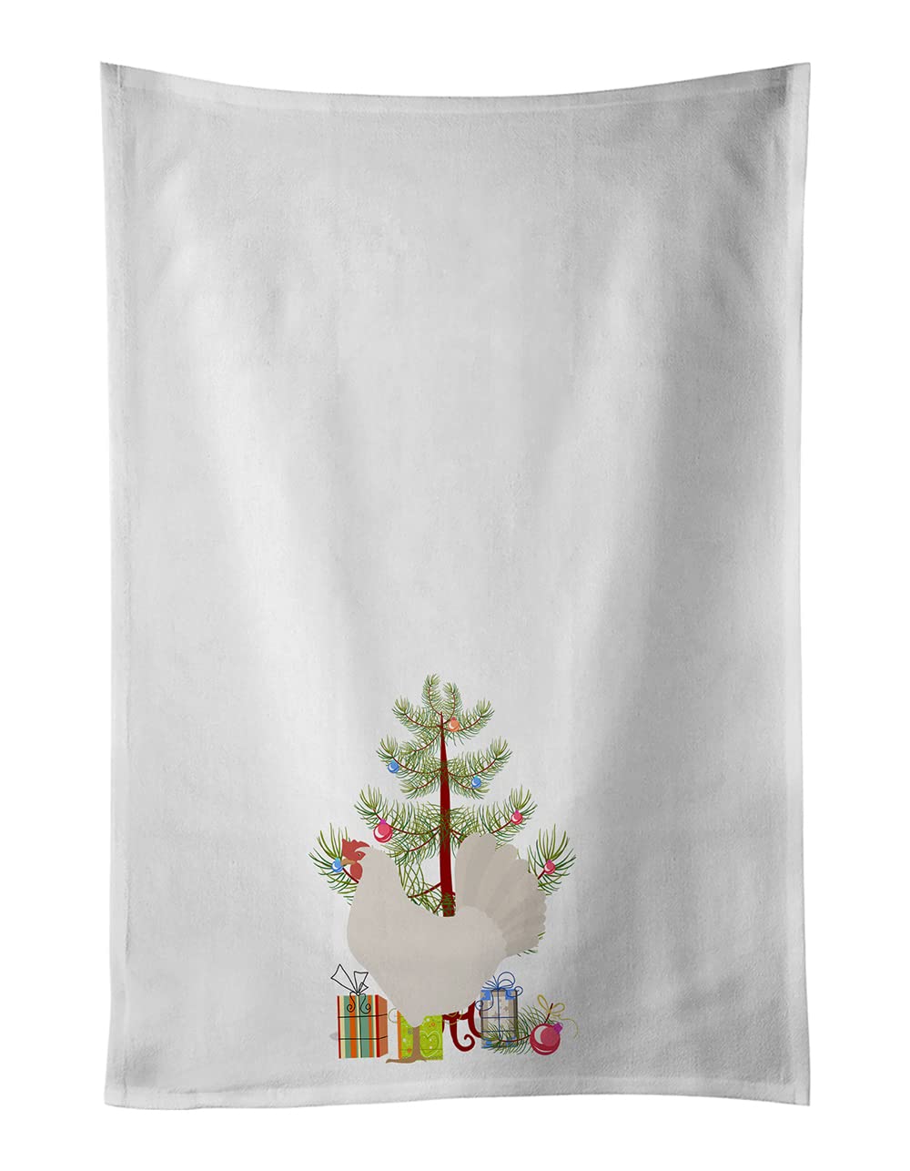 Caroline's Treasures Set di 2 strofinacci da cucina natalizi con galline e corno, colore: bianco
