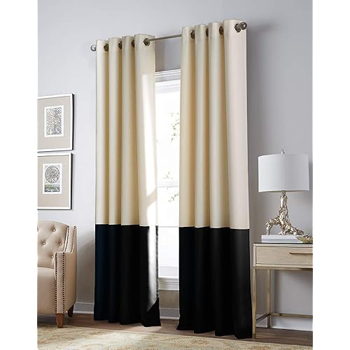 Cream And Black Curtains Amazon Com
