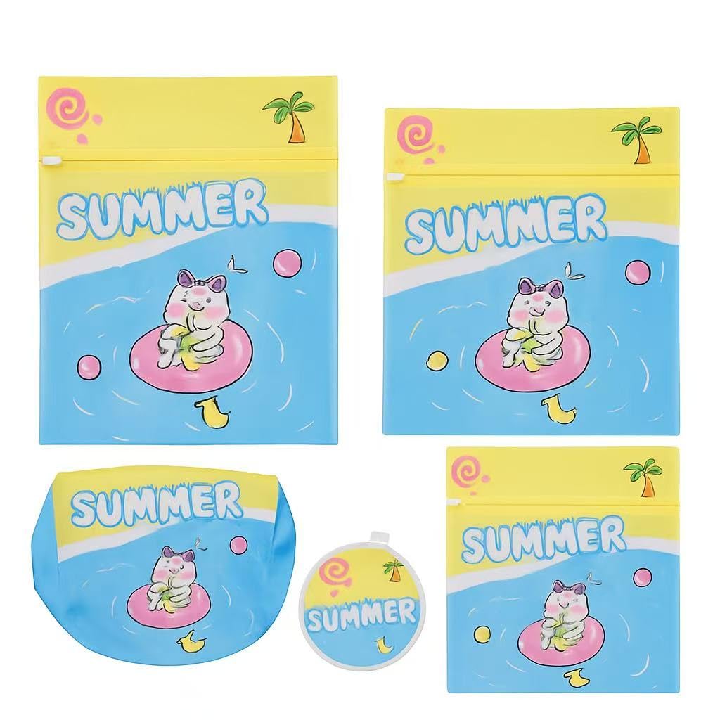 B2M GOODS Laundry Mesh Wash Bags – Durable Zipper Delicates Laundry Bags for Clothes, Underwear & Sweaters, Multi-Design Sets (Blue Cartoon Fine Mesh 5 Pack)