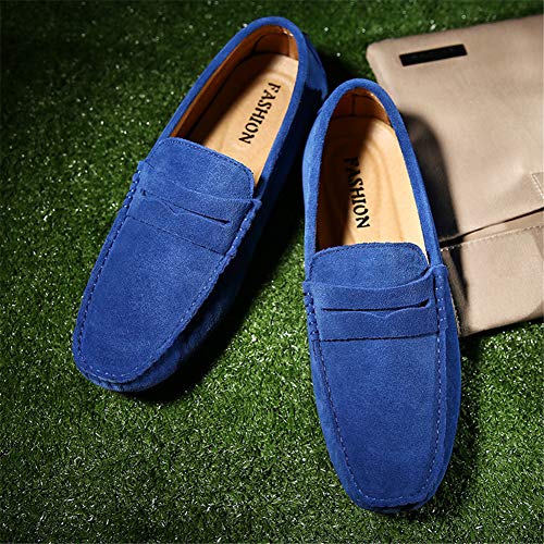 Image of ANUFER Men's Suede Leather Penny Loafers Comfort Driving Shoes Moccasin Slippers