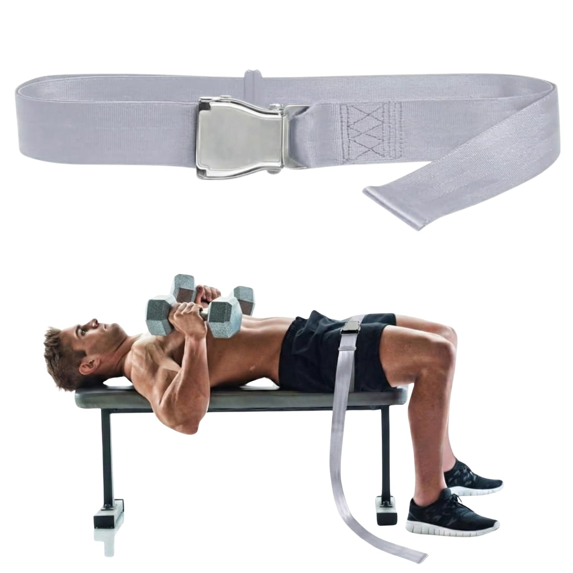 Belt Squat Collar for Nordic Hamstring Curl on Bench, 5.6Ft Long Buckle Strap for Seat Workouts Leg Extension Machines Achieve Stability Comfort Fitness Home Exercise Assisted Muscles Women Men, Grey