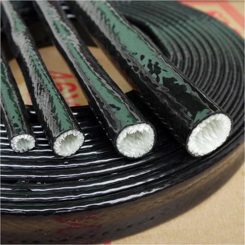 Tubo de Fibra de Vidrio Resistente a Altas temperaturas con Revestimiento ignífugo de Resina de Silicona - Tubo de Revestimiento ignífugo Negro(25mmx1m)