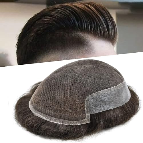 Miniatura 1 de Toupee para hombres Cabello humano real suave encaje francés para hombre Toupee sistema de reemplazo de cabello para hombres postizos tupé para