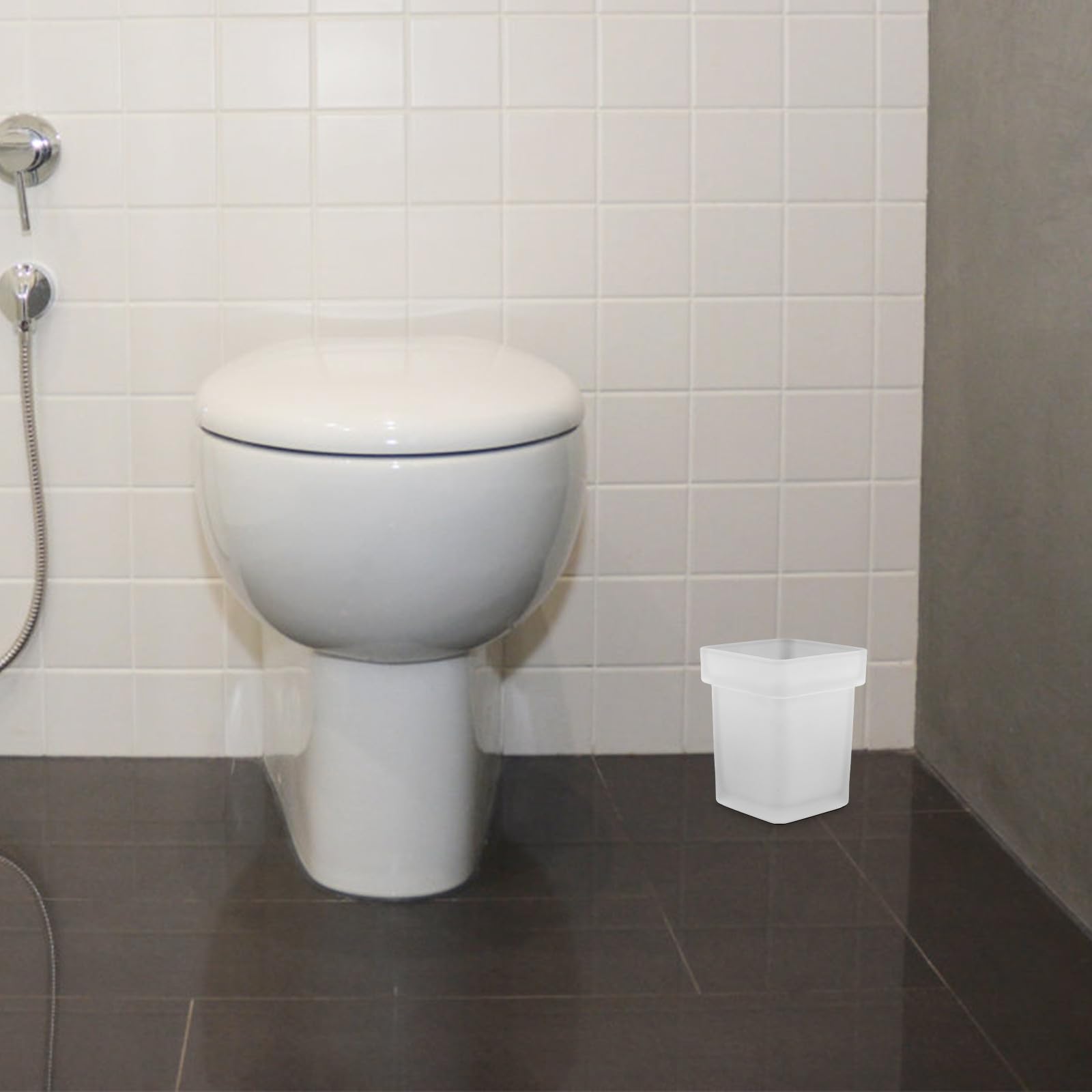 SHINEOFI Escobillero de Cerámica para Baño Diseño Cuadrado y Base Fácil de Limpiar, Adecuado para Hogares y Lugares Públicos, Versátil y Práctico