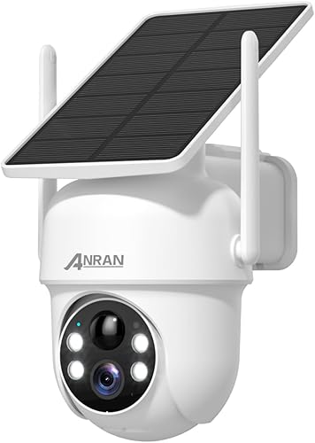 ANRAN Cámaras de seguridad solares inalámbricas para exteriores, cámaras 2K para seguridad en el hogar con panel solar fijo, PTZ de 360 para
