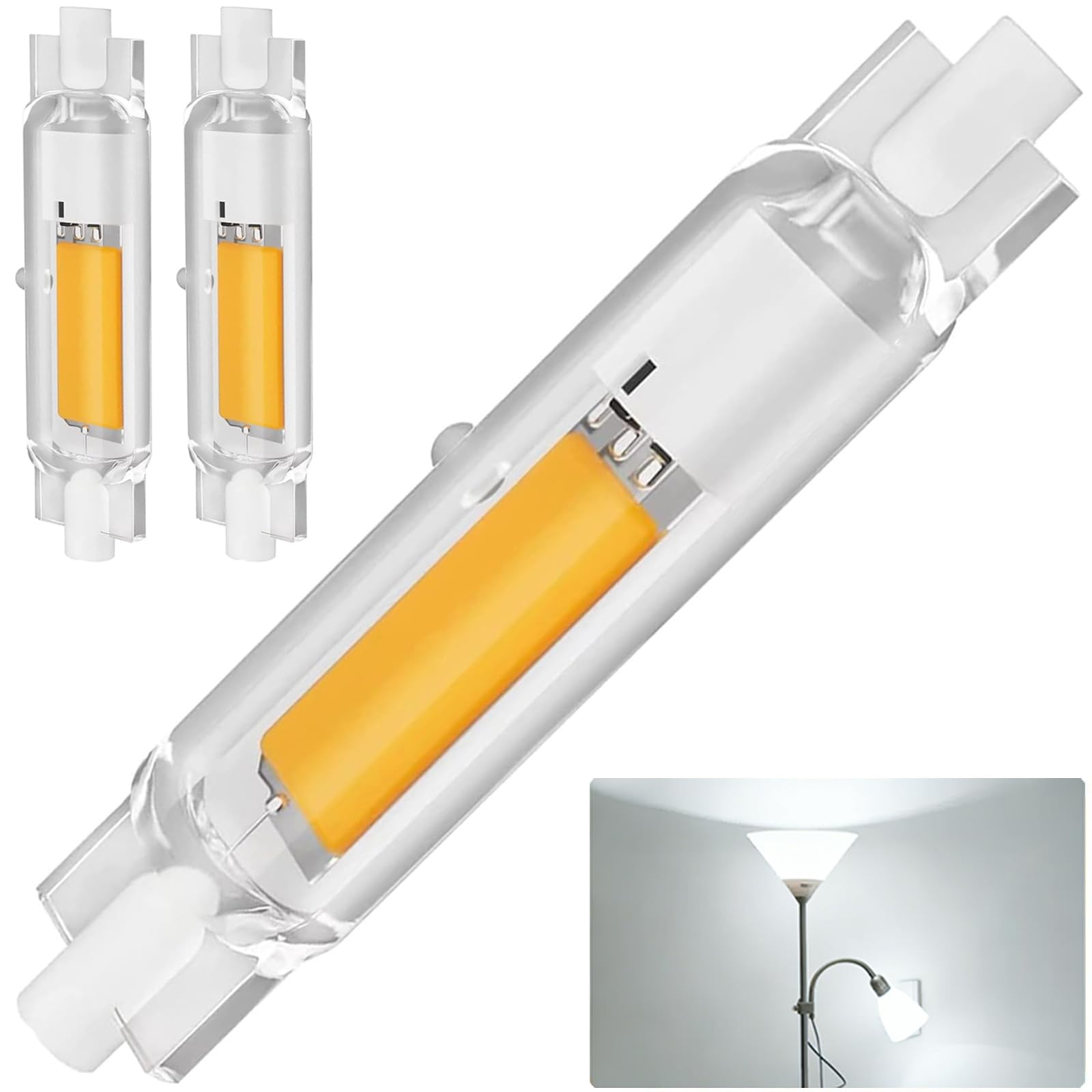 Dvnoua R7S Bulb 78mm LED Dimmable 20W (200W Equivalent), R7S LED Bulb 78mm Cool White 6000K, 2000LM Flicker-Free, 360° Light Angle, Energy Saving R7S Floodlight, 2 Pack
